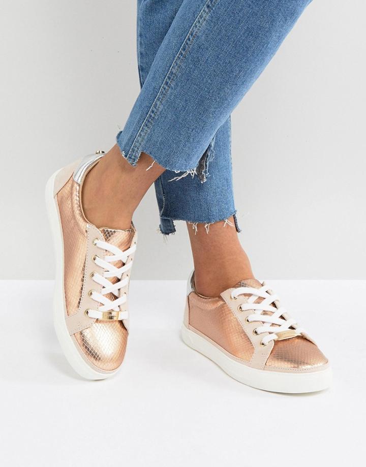Carvela Metallic Snake Sneaker - Copper