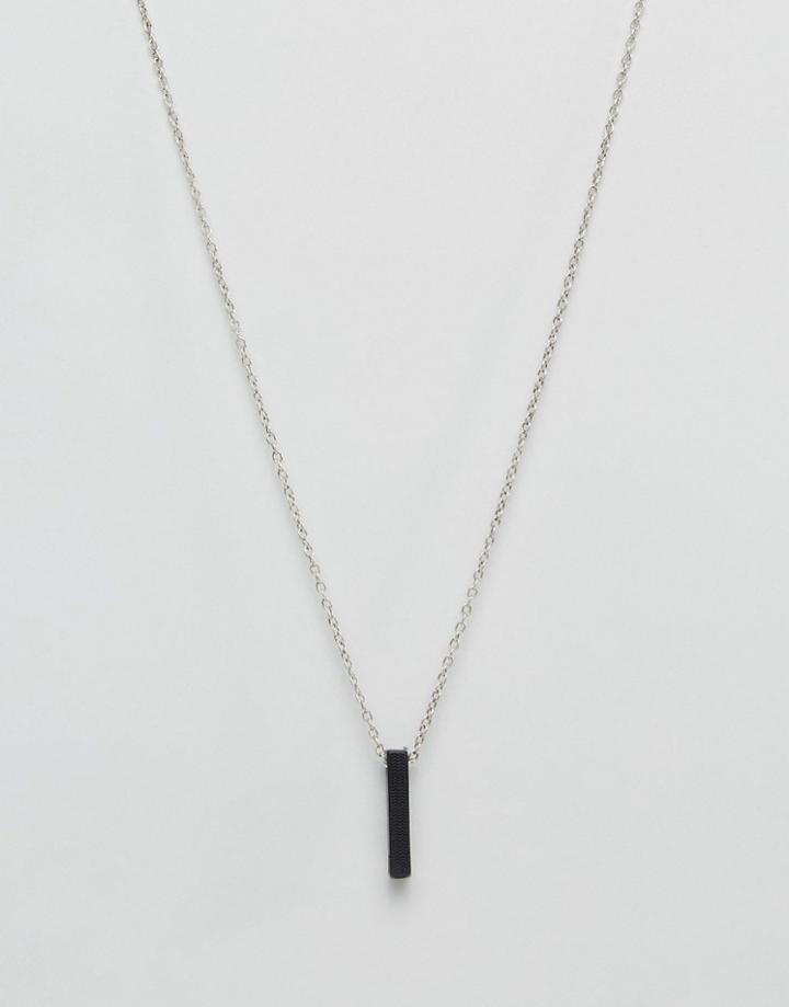 Icon Brand Bar Pendant Necklace In Matte Black - Black
