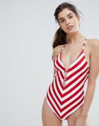 Tommy Hilfiger Gigi Hadid Stripe Swimsuit - Red