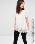 Asos Maternity Lace Mix Longline T-shirt - Pink