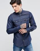 Diesel New-sonora-e Denim Shirt Western Rinse - Rinse Wash