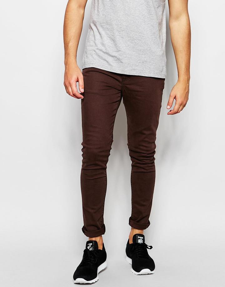 Asos Super Skinny Jeans In Dark Brown - Black Coffee