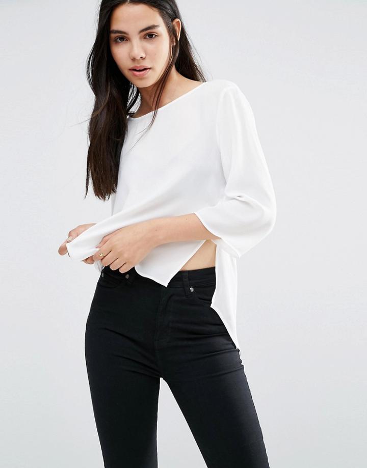Vero Moda 3/4 Slit Side Top - White