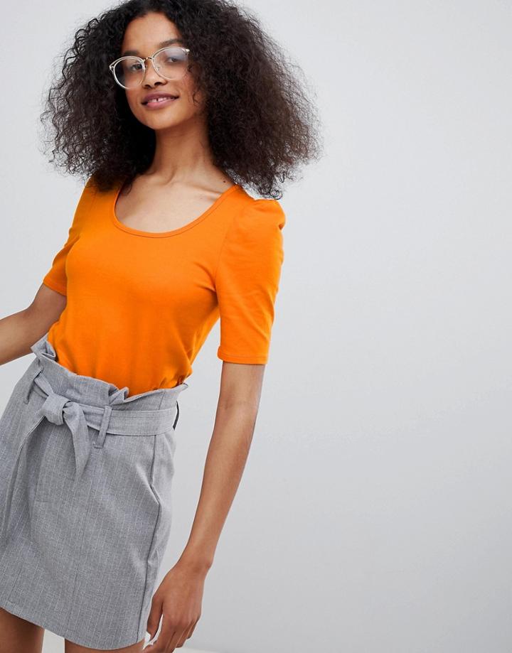 Monki Ruffle Sleeve Top - Orange