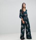 Asos Tall Jumpsuit With Kimono Sleeve And Wide Leg In Print - Multi