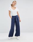 Warehouse Tie Waist Wide Leg Pant - Navy