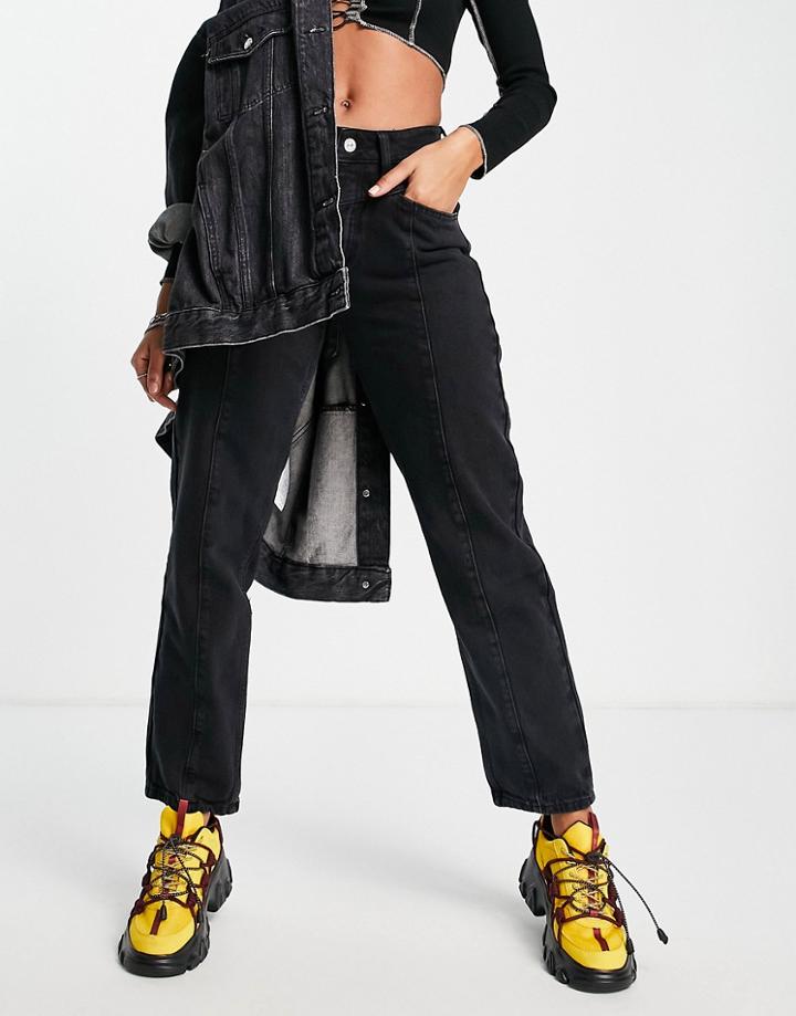 Bolongaro Trevor Madonna Seam Front Straight Leg Jean In Washed Black