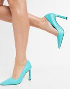 Asos Design Phoebe Leather Pointed High Heeled Pumps In Aqua-blues