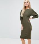 Asos Petite 80s Clean Dome Sleeve Midi Pencil Dress - Green