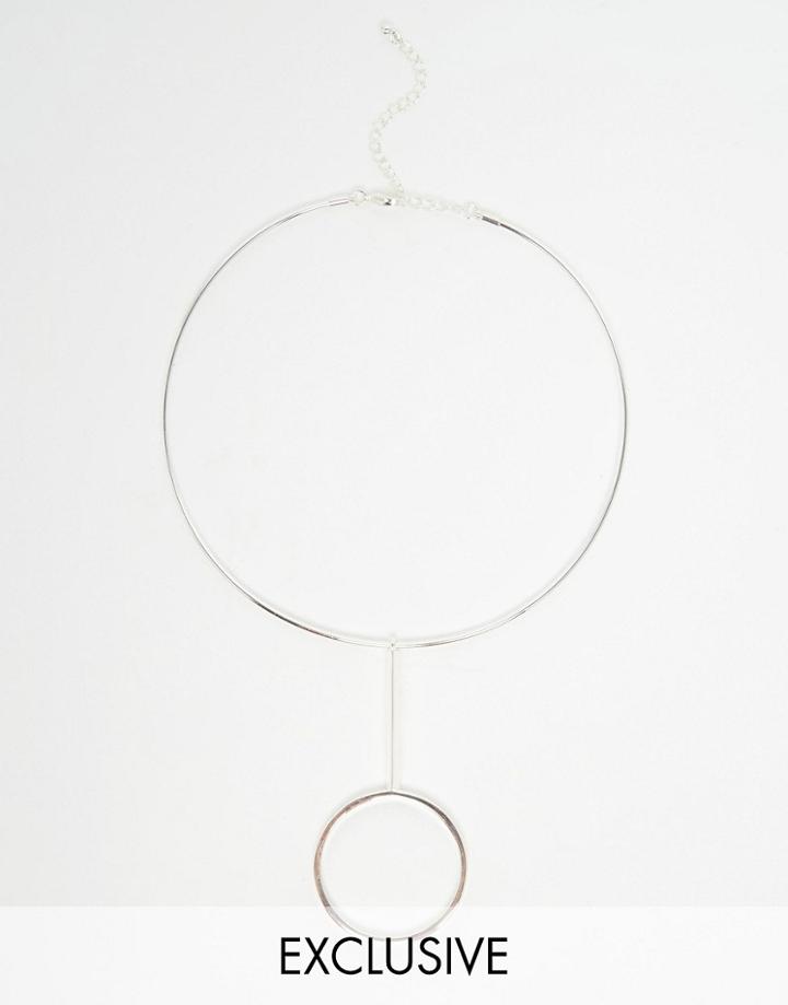 Monki Abstract Circle Necklace - Silver