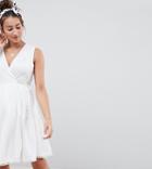Asos Design Maternity Mini Wrap Sundress With Embroidered Trims - White