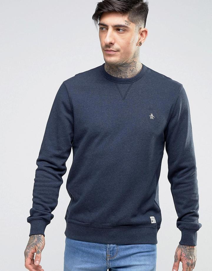 Original Penguin Crew Sweat Small Logo In Navy - Navy