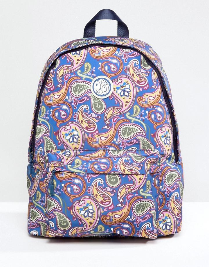 Pretty Green Nylon All Over Paisley Backpack In Multi - Multi