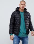 Gym King Hooded Puffer Jacket In Black With Bubble Quilting - Black