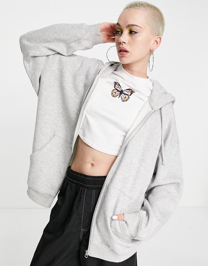 Weekday Oversized Hoodie In Gray