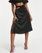 Unique21 Waist Detail Midi Skirt In Black