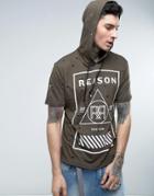 Reason Distressed Hoodie With Short Sleeves - Green