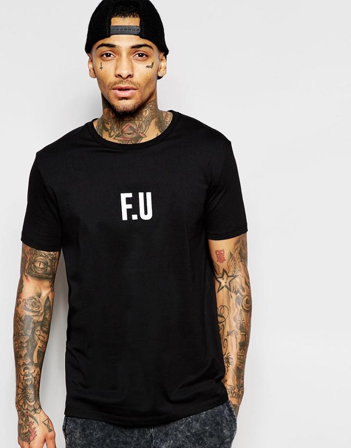 Asos T-shirt With Fu Embroidery - Black