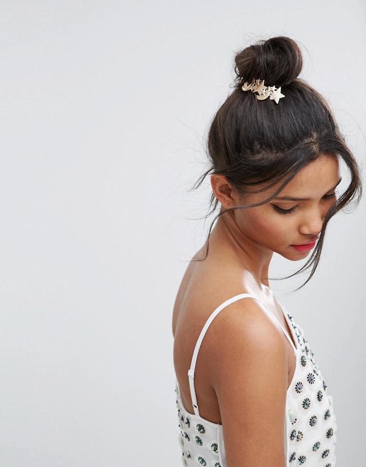 Asos Moon And Stars Hair Clip - Gold