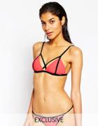 Oh My Love Cross Strap Bikini Top - Pink