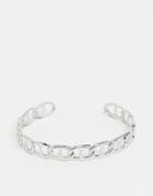 Asos Design Cuff Bracelet In Chain Design In Silver Tone