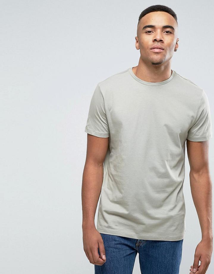 New Look Crew Neck T-shirt In Light Khaki - Green