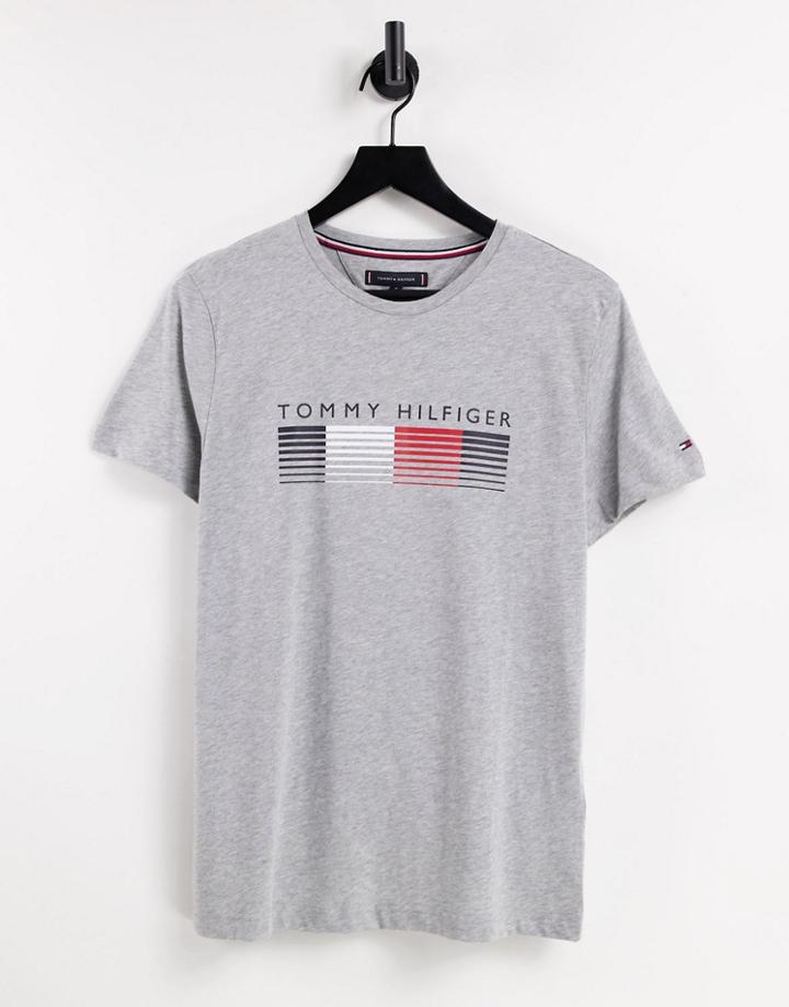 Tommy Hilfiger Faded Chest Logo T-shirt In Light Gray-grey