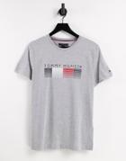 Tommy Hilfiger Faded Chest Logo T-shirt In Light Gray-grey