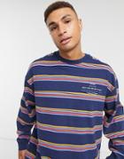 Levi's Authentic Logo Striped Oversized Long Sleeve Top In Dress Blues Navy