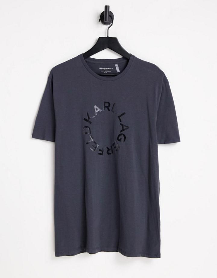 Karl Lagerfeld Circle Logo T-shirt In Gray
