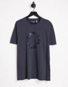 Karl Lagerfeld Circle Logo T-shirt In Gray