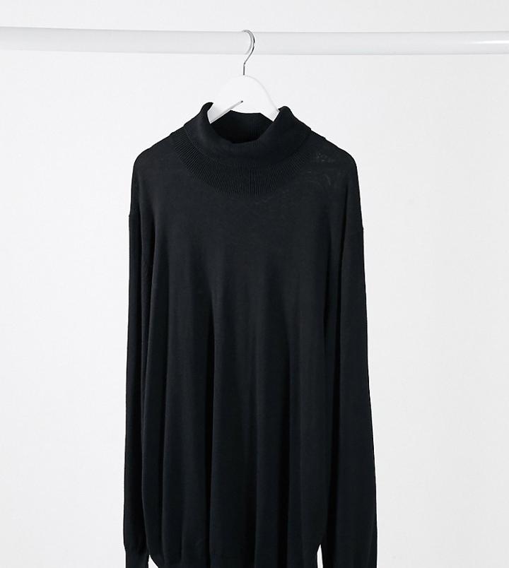 Jack & Jones Essentials Plus Rollneck Sweater In Black