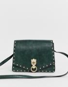 Asos Design Hardware Satchel With Stud Detail-green