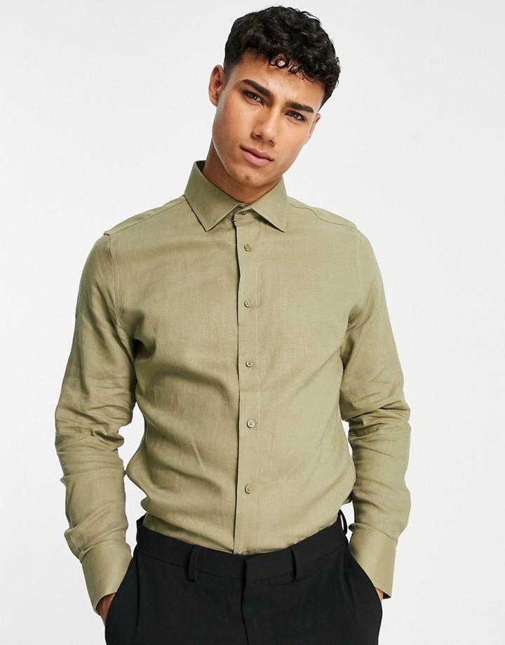 Gianni Feraud Linen Slim Fit Shirt-green