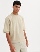 Asos White Oversized Short Sleeved Sweatshirt In Stone-beige