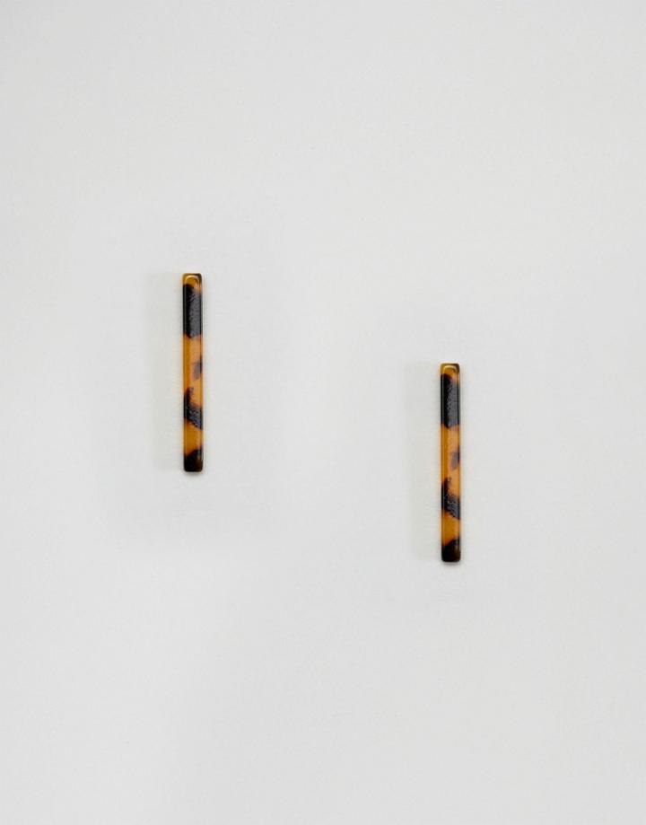 Asos Tortoiseshell Stick Earrings - Brown