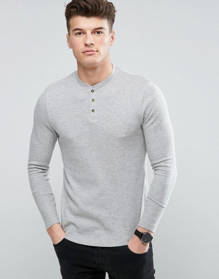 D-struct Henley Long Sleeve Top - Gray