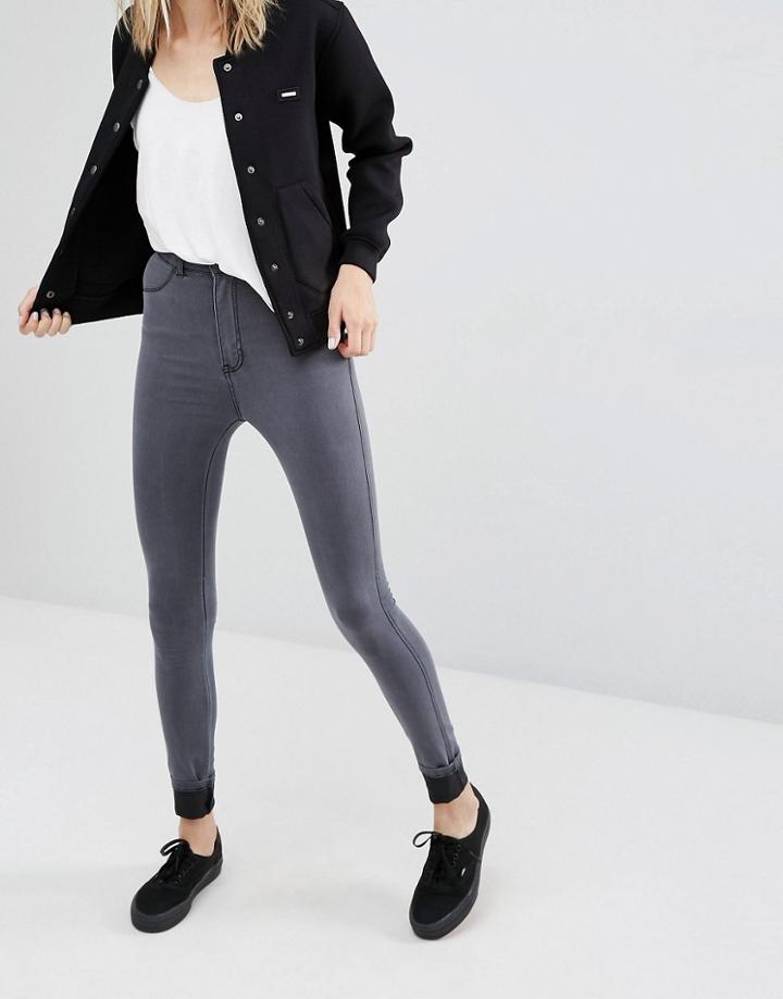 Dr Denim High Waist Solitaire Super Skinny Jeans - Gray