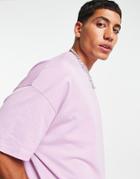 Asos Design Organic Cotton Blend Oversized T-shirt With Crew Neck In Purple