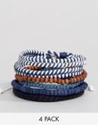 Icon Brand Nautical Bracelets In 4 Pack - Navy