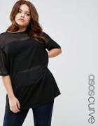 Asos Curve Tunic In Sheer Mesh - Black