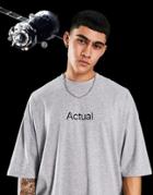 Asos Actual Oversized T-shirt In Gray Heather With Front Logo-grey