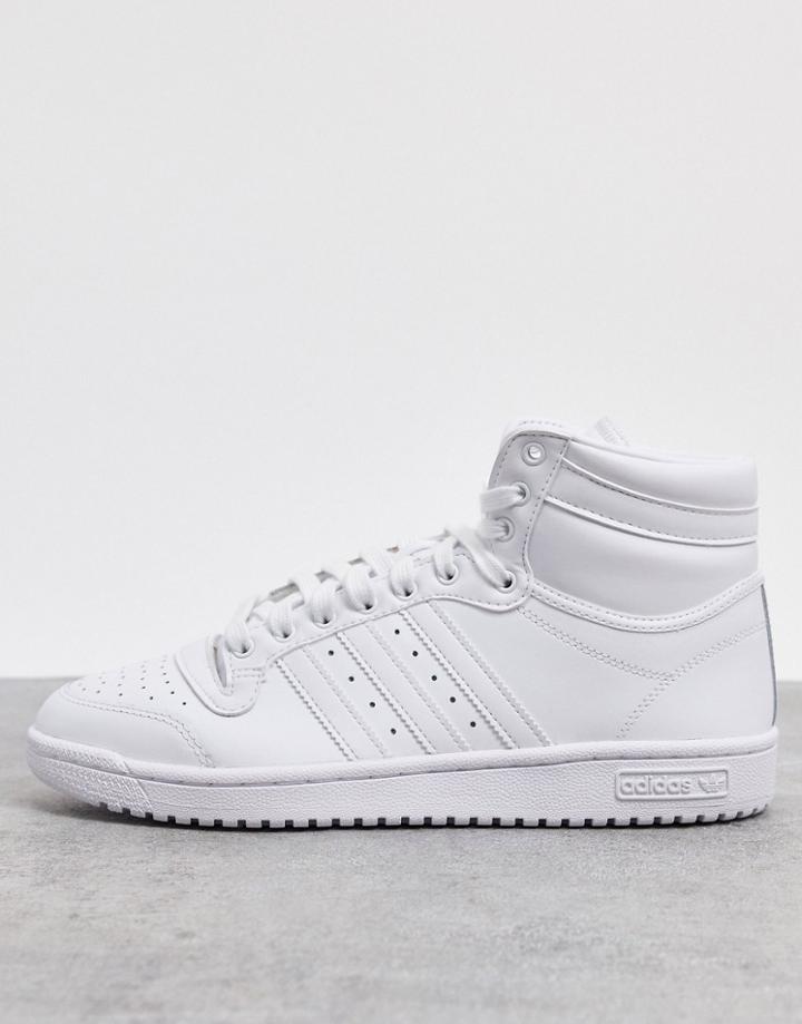 Adidas Originals Top Ten Hi Top Sneakers In Triple White