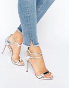 Call It Spring Staval Heeled Strappy Ankle Wrap Sandal - Silver
