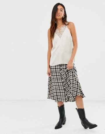 Levete Room Check Midi Skirt With Button Front-multi