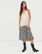 Levete Room Check Midi Skirt With Button Front-multi