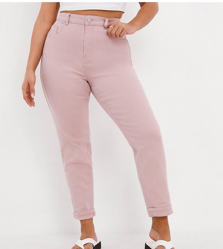 Simply Be Mom Jeans In Pink