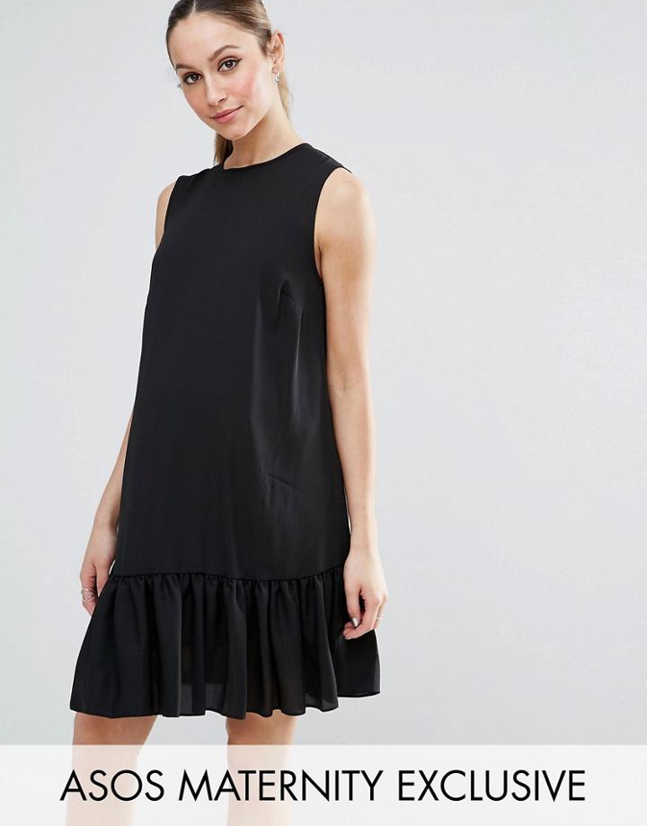 Asos Maternity Sleeveless Drop Hem Dress - Black