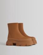 Bershka Chunky Ankle Pull-on Ankle Boots In Brown