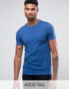 Asos Tall T-shirt With Crew Neck In Blue Marl - Blue